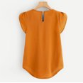 thumbnail image 3 of Chemise Décontractée pour Femme en Chiffon Uni à Manches Courtes et Col Rond, Blouse à Manches Courtes (Orange, 2TG), 3 of 6