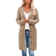 thumbnail image 1 of FOCUSNORM Women Juniors Cardigan, Solid Color Long Sleeve Sweater Coat with Pockets, 1 of 5