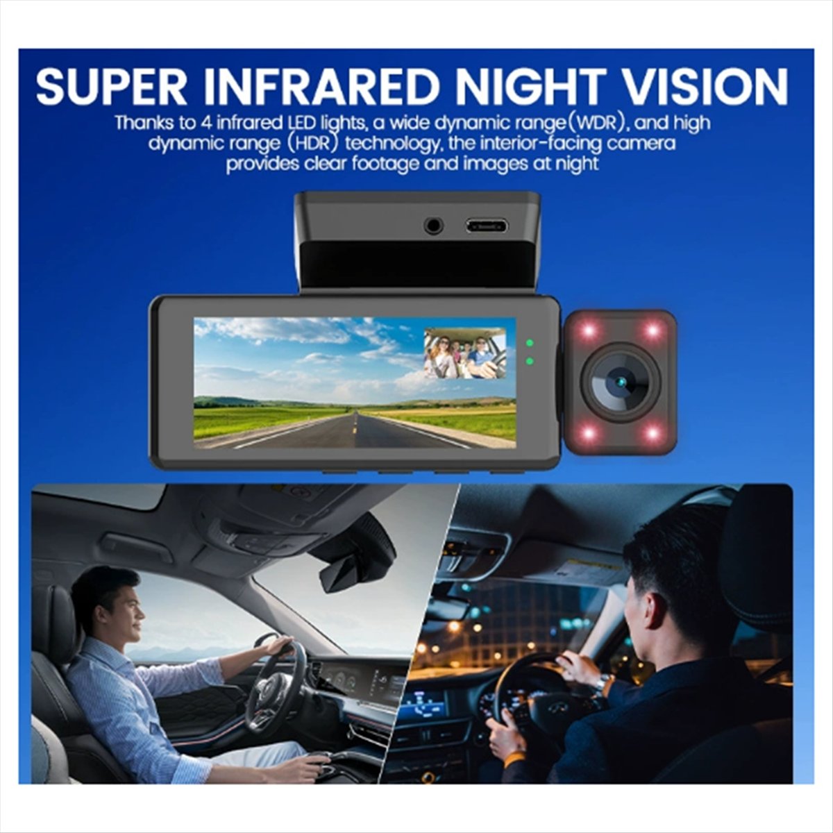 3.16 Inch Car DVR 3 Lens HD Vehicle Dash Cam Three Way Camera DVR Recorder Video Mini Dashcam Camcorder