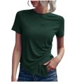 thumbnail image 1 of Womens Short Sleeve Solid Color Basics Crewneck Casual Top Pullover T-shirt, 1 of 6