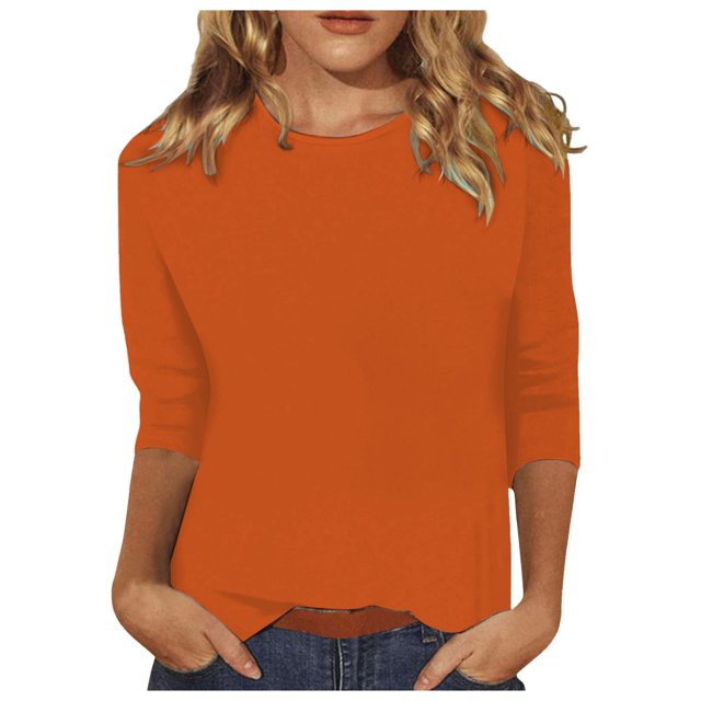 Été Femmes 3 de Femmes Chandail à Manches Longues 4 Manches Col Rond Basiques Femmes Haut Ample Imprimé Floral Chandail de Compression à Manches Longues Femmes T-Shirts Décontracté Lin Chemise pour Femmes Tunique T-Shirt Blouse