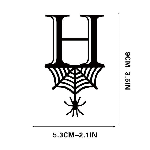Spider Halloween Decoration Hang Tag Set with 26 Iron Letters 5.3 cm x 9 cm, Black Rope Included