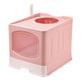 thumbnail image 2 of Bunblic Fully Enclosed Hooded Cat Litter Box Cat Toilet Removable Reusable Front Entry Top Exit Drawer Type Cats Potty Pet Litter Box Pink, 2 of 8