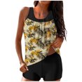 thumbnail image 2 of UPPADA 2 Piece Full Coverage Swimsuits for Women Floral Athleti Crewneck Bathing Suits High Waisted Tummy Control Modest Swimwear Comfy Tankini Top with Shorts Yellow,Xl, 2 of 5