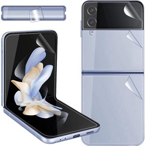 ORUYROP [1SET 5PCS] Galaxy Z Flip 4 Protecteur d'écran HD Extérieur couvert + À l'intérieur TPU Film doux + Protection d'écran flexible pour Samsung Galaxy Z Flip 4 5G [[Bubble anti-égratignure]