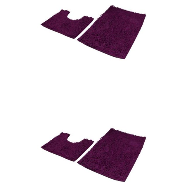 kurtrusly 1/2/3 Polyester Chenille Rug Carpet With Soft Texture Good Stepping Feeling And Strong Grip Prompt Deep Purple 50*80+50*50 2PCS