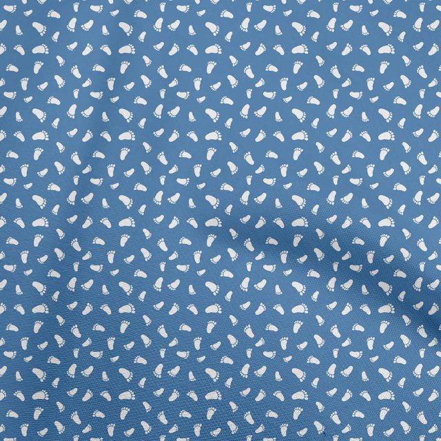 oneOone Rayon Medium Blue Fabric Kids Foot Sewing Craft Projects Fabric Prints By Yard 56 Inch Wide