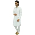 thumbnail image 4 of Atasi Ensemble Kurta Pyjama Classique Blanc Style Pathani pour Homme Chemise Longue en Coton-Petit, 4 of 7