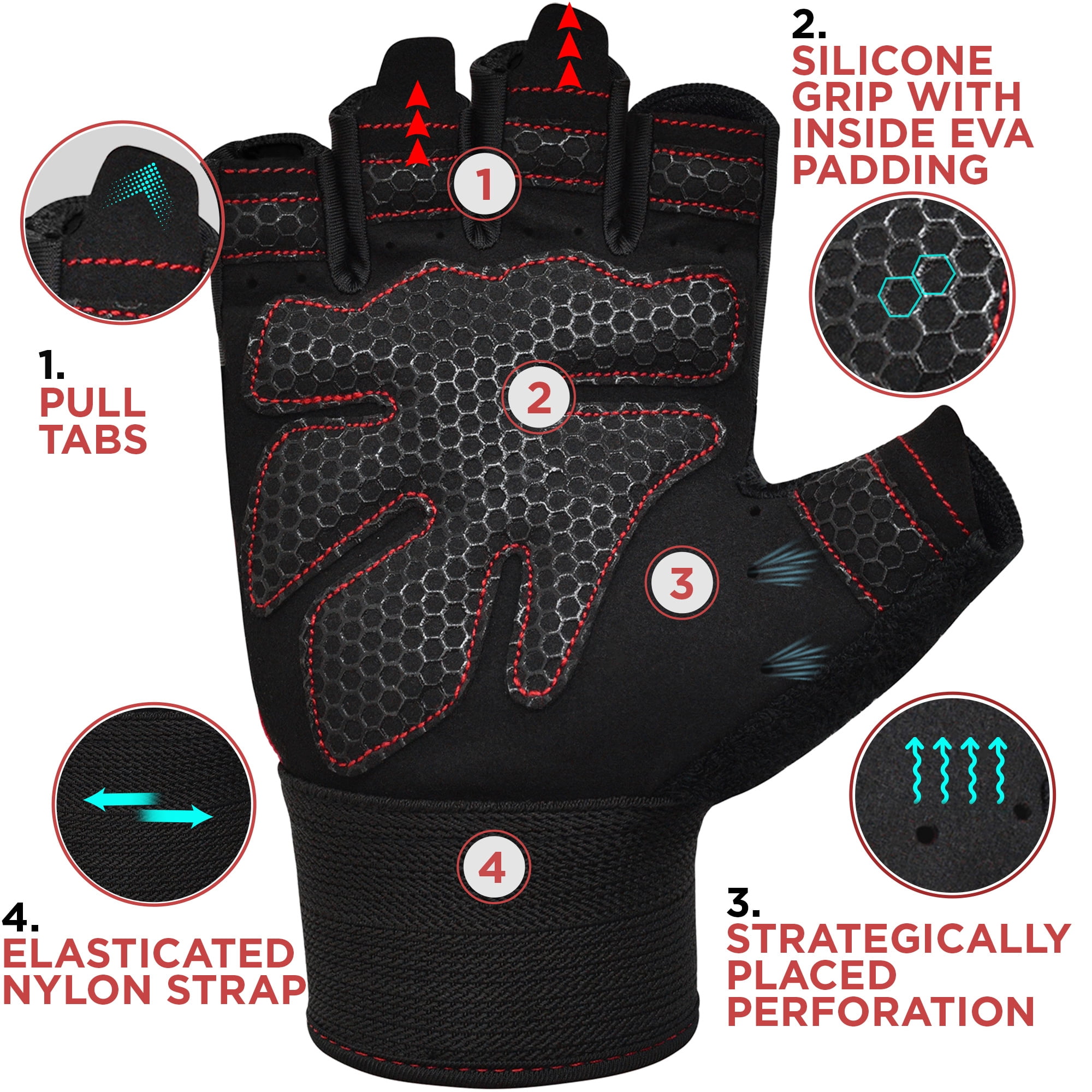 RDX Weight Lifting Gloves Gym Fitness Workout, Anti Slip Padded Full Palm Protection-Ultra Ventilated Training Cycling Rowing