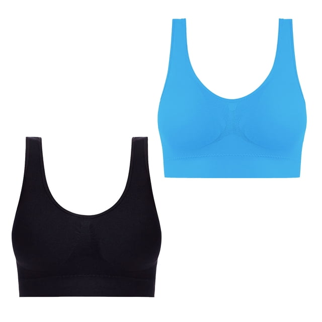 AherBiu 2pc Plus Size Sports Bras for Women Large Bust High Support Padded Bralettes Seamless Workout Underwear