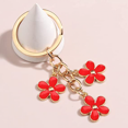 thumbnail image 2 of Accessoires de Fleurs Porte-Clés Émaillé avec Pompon Porte-Clés Cadeau pour Femmes Accessoires de Portefeuille (Rouge), 2 of 3