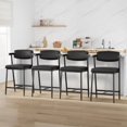 thumbnail image 3 of OUYAWEI 2PC Counter Height Bar Stools With Arms,26Inch UpholsteRed Bar Stools With Back,Wider Seat,Modern Bar Stools Set With Footrest for Kitchen Island,Counter Bar,Easy Assembly,Black, 3 of 8