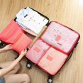 thumbnail image 3 of 6pcs Set Travel Storage Bags Suitcase Packing Set Storage Cases Portable Luggage Organizer Clothes Shoe Foldable Organizer RoseRed, 3 of 6