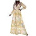 thumbnail image 1 of TJAZFJPA Robes de Vacances Femmes Robe Maxi Longue Vacances Florale Boho Paisley Imprimé Découpé Dames Été Robes Fluides pour Femmes Robes Femmes Été, 1 of 4