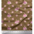 thumbnail image 1 of Soimoi Silk Fabric Triangle,Leaves & Rose Floral Print Fabric by Yard 42 Inch Wide, 1 of 3