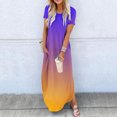 thumbnail image 2 of Yuyuzo Robe Maxi pour Femmes Été à Manches Courtes Plage Longue Robe d'Été Dégradé T-Shirts Robes avec Poches, 2 of 5