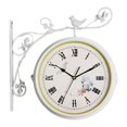 thumbnail image 2 of Station Clock Retro Vintage Style Clock Ornament Weatherproof Garden Clock for Outdoor White, 2 of 7