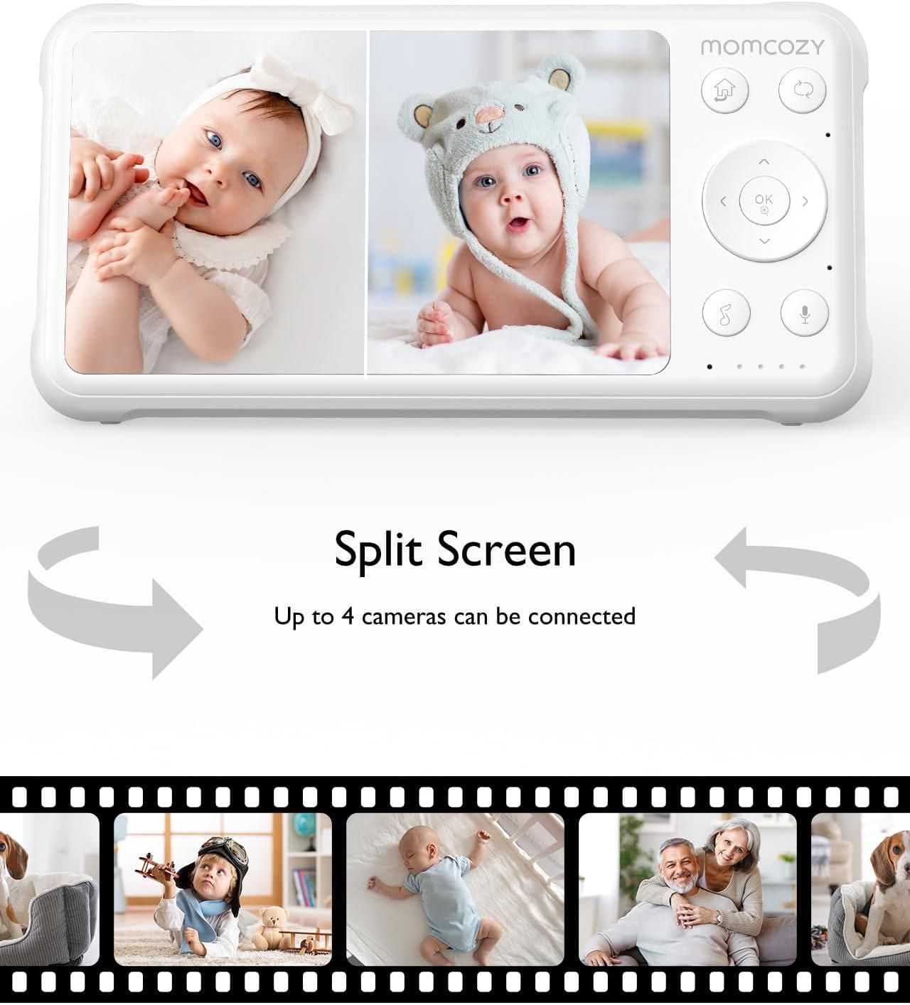 Momcozy Baby Monitor BM01, 1080P HD Video Monitor, Infrared Night Vision for Infant, Add-on Camera Unit, White