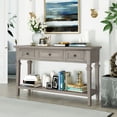 thumbnail image 1 of Table Console de Style Rétro Classique avec Trois Tiroirs Supérieurs et Tablette Inférieure Ouverte pour Entrée, Couloir et Salon, 1 of 14