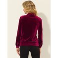thumbnail image 4 of INSPIRE CHIC Chemise en Velours pour Femme à Col Pointu avec Poche Rouge Vin TG, 4 of 5