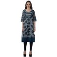 thumbnail image 2 of Moomaya Robes Indiennes pour Femmes Décontractées d'Été Imprimées Manches 3/4 Longue Kurta, 2 of 6