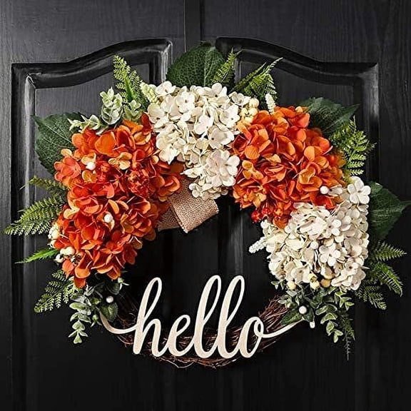 Fall Wreath  18 Inch Front Door Wreath  Hydrangea Wreath  Autumn Wreath  Hello Wreath  Thanksgiving Autumn Front Door Wreath