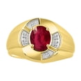 thumbnail image 1 of RYLOS 14K Yellow Gold Ring 8X6MM Oval Gemstone & Diamond Unisex Rings Ruby July Birthstone Ring Size 11, 1 of 7