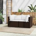 thumbnail image 1 of vidaXL Garden Corner Sofas with Cushions 2 pcs Brown Poly Rattan, 1 of 5