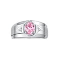 thumbnail image 1 of RYLOS Men's Rings Sterling Silver Classic 7X5MM Oval Gemstone & Diamond Ring Pink Ice October Birthstone Rings For Men, Men's Rings, Silver Rings, Size 10, 1 of 7