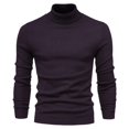 thumbnail image 3 of Chandail à Manches Longues pour Hommes Chandail Uni à Col Montant Chandail à Manches Longues Ample Chandail de Base Hauts Chandail Col Roulé Chandail Léger Hauts pour Hommes P-106 Brun m, 3 of 5