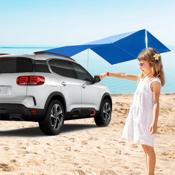 Dvkptbk Shade Sail Car Awning,Sun Shelter,Tent Camping Tarp,Car Side Awning Tent with 210D Silve-R Coated Cloth Car Awning Tarp Detachable Tarp Poles for Suv Camping & Hiking