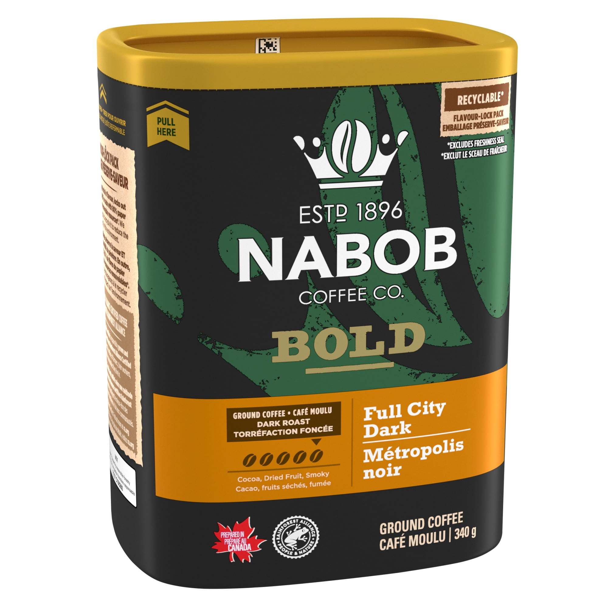 Nabob Dark Bold Roast Full City Dark Ground Coffee, 340g Canister