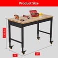 thumbnail image 4 of EDTara 48" X 24" Workbench for Garage,Adjustable Work Bench for Garage,Office,Home,Workshop,Woodworking,Rolling Heavy-Duty Worktable with Power Outlet and Lockable Wheels,Rubber Wood Top Shop Table, 4 of 7