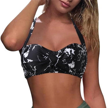 EGNMCR Tankini Swimsuits for Women Womens Fashion Versatile Printing Swimsuit Halter Backless Bikini Tops