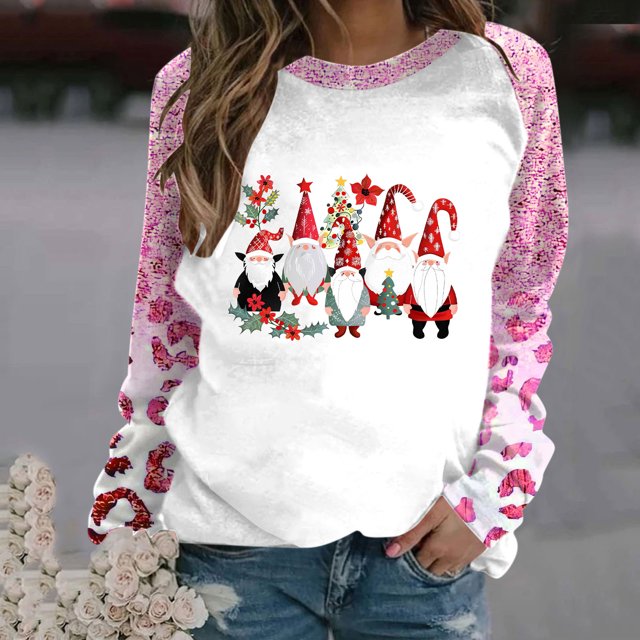 TIMIFIS Chandail de Noël Surdimensionné pour Femmes, Mode Décontractée, à Lettres Imprimées, Col Rond, Chandail à Enfiler, Chandails, Cadeaux pour Femmes pour Noël
