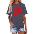 thumbnail image 2 of Chandails Mignons pour Couples Assortis T-Shirt à Manches Courtes Col Rond de la Saint-Valentin Mode Imprimé Cœur Décontracté Respirant Confortable Doux Chemisiers pour Lui et Elle Vêtements de Vacances Gris m, 2 of 5