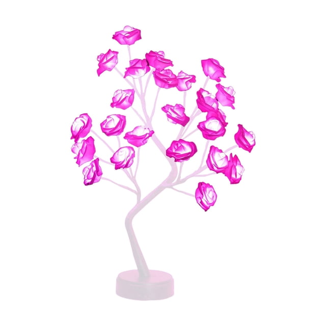 Led Desk Lamprose Flower Table Tree Light 24 Leds Desk Top Bonsai Lighted Tree Battery Operated Usb Plug Powered Tree Table Lamp Rose Flower Desk Tree Lamp for Home Party We
