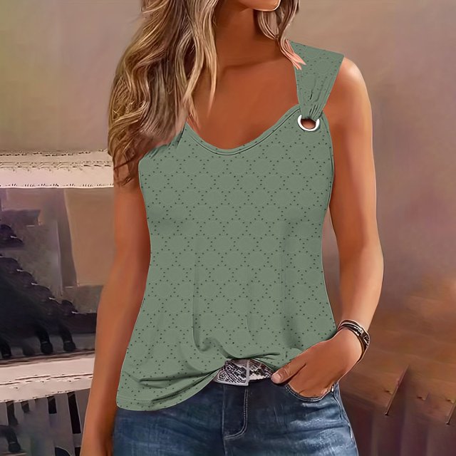 IROINID Débardeurs de Course pour Femmes, Blouse Décontractée Sans Manches à la Mode pour Femmes, Hauts à Col en V Vert Armée TTG