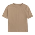 thumbnail image 1 of BYHONG Tout-Petits Enfants Bébés Garçons Filles Uni Basique Manches Courtes Col Ras du Cou T-Shirts Hauts Tee Vêtements pour Enfants Enfants Filles Décontracté Col Ras du Cou Tuniques Hauts Café 110, 1 of 3