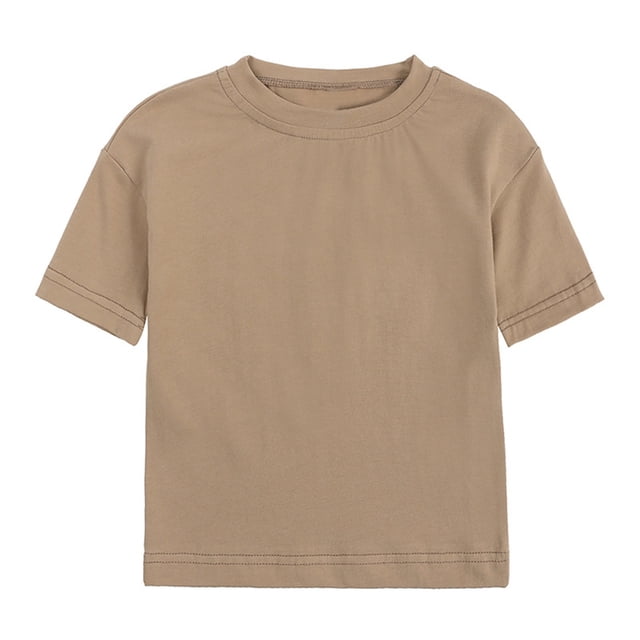BYHONG Tout-Petits Enfants Bébés Garçons Filles Uni Basique Manches Courtes Col Ras du Cou T-Shirts Hauts Tee Vêtements pour Enfants Enfants Filles Décontracté Col Ras du Cou Tuniques Hauts Café 110