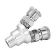 thumbnail image 1 of 2 Way Connector G1/2 Thread Quick Coupler Air Splitter Coupler Carbon Steel  Plated Air Compressor Splitter Air Hose Splitter Coupler, 1 of 8