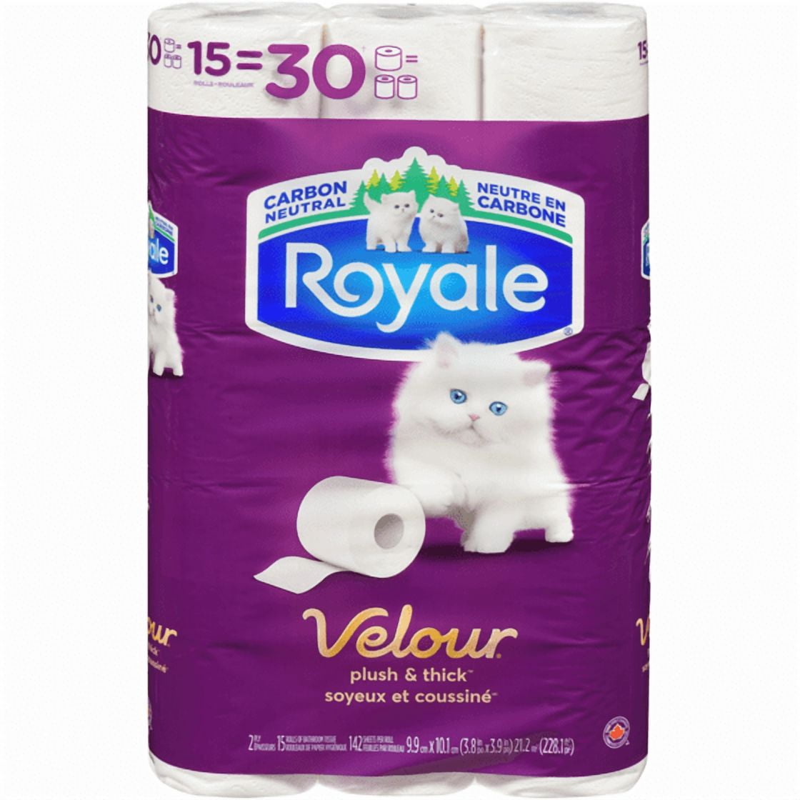 Velour Toilet Paper, 15 Equal 30 Rolls, 142 Bathroom Tissues per roll