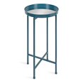 thumbnail image 2 of Kate and Laurel Celia Table d'Appoint Ronde en Métal Pliable avec Plateau, 14x14x25,75, Sarcelle/miroir, 2 of 4