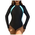 thumbnail image 1 of Swimwears Rash Guards Series Women Long Sleeve Zipper Sunscreen Patchwork Surf Suit with Durability and Comfort for Beach Adventures, 1 of 8
