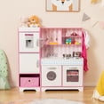 thumbnail image 3 of Gymax Kids Kitchen Playset Wooden Toy with Adjustable LED Lights & Washing Machine, 3 of 10
