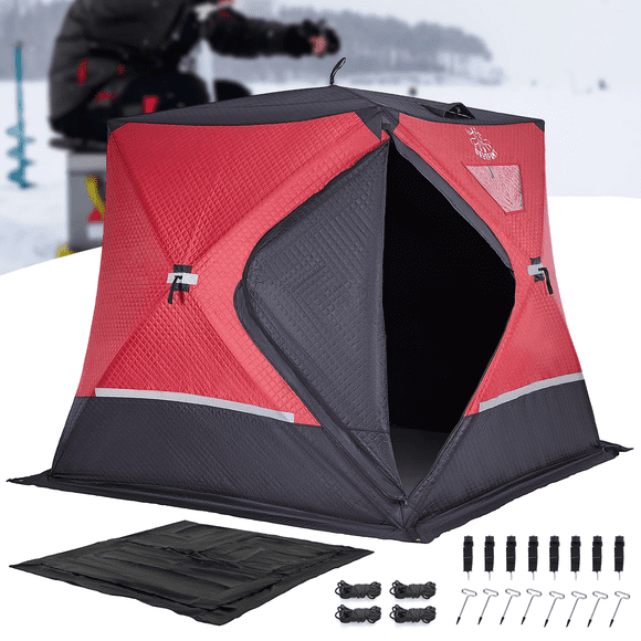 Deerfamy Abri de Pêche sur Glace pour 4 à 5 Personnes – Tente Pop-Up Isolée avec Sac de Transport et Ancres à Glace