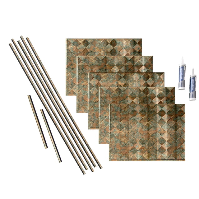 Fasade Miniquattro Vinyl Backsplash Kit 15 sq ft Copper Fantasy