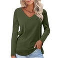 thumbnail image 1 of Timegard Hauts pour Femmes Col en V Manches Longues T-Shirt Basique Couleur Unie Blouse Confortable Tunique Décontractée d'Automne, 1 of 5