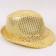 thumbnail image 3 of Eandarui Women Men Sequin Fedora Hat Disco Hat Jazz Dance Hat Hip-Hop Rapper Stage Performance Gold One Size, 3 of 4