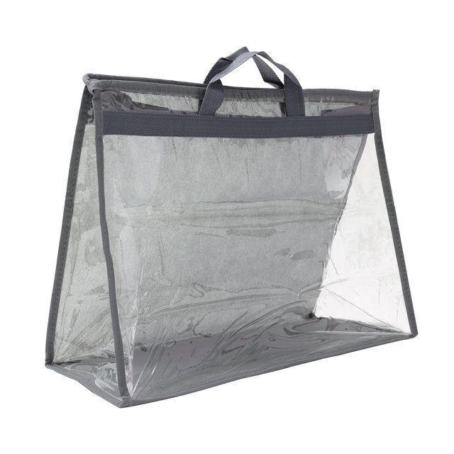 Unique Bargains Handbag Dust Bags, L Size PVC Dustproof Transparent Purse Protector, Gray